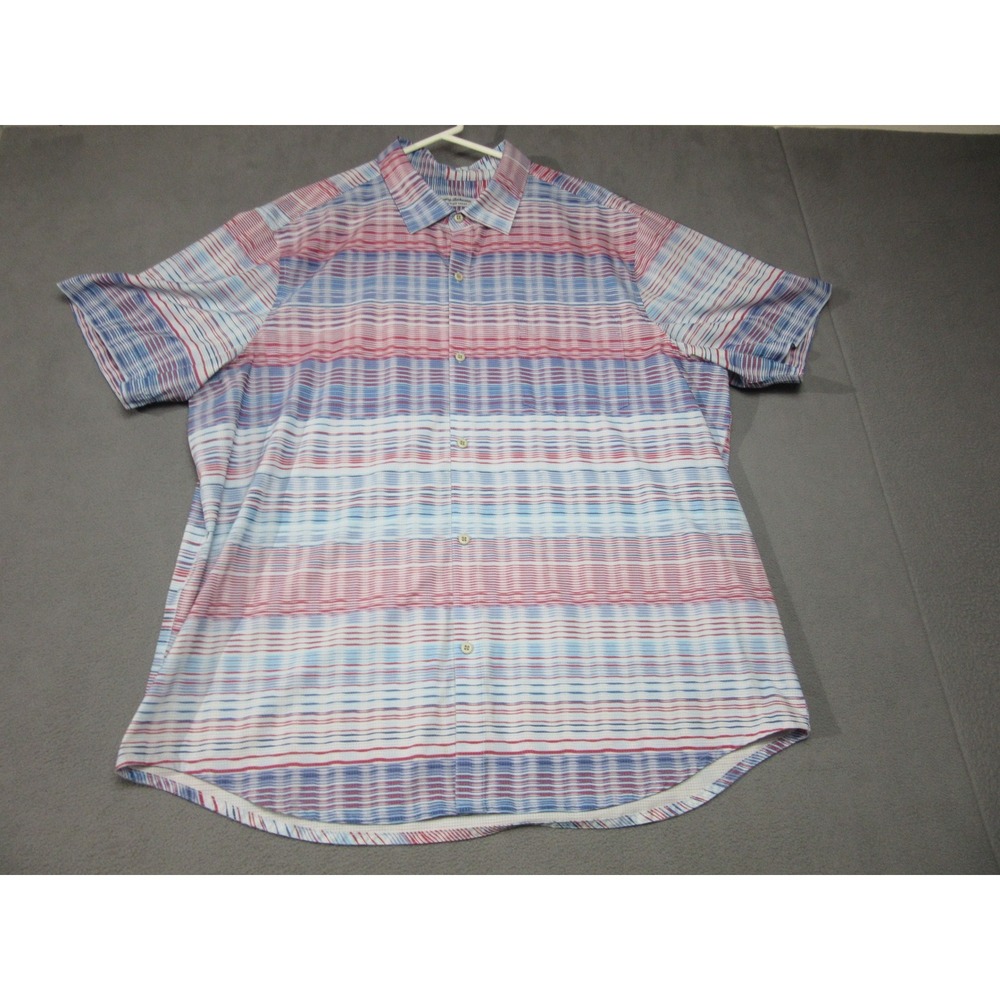 Tommy Bahama Shirt Mens XL Multicolor Stripe Stretch Bahama Coast Short Sleeve